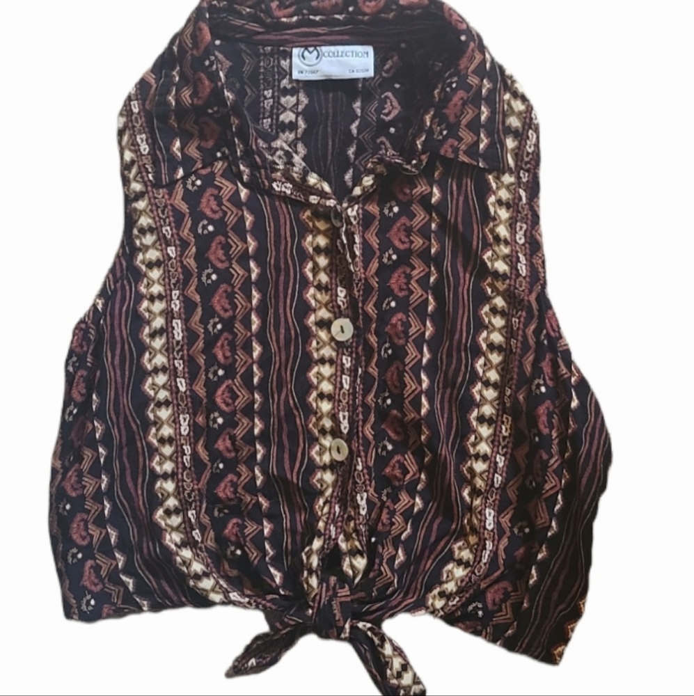 Sleeveless, Tie-Front Blouse